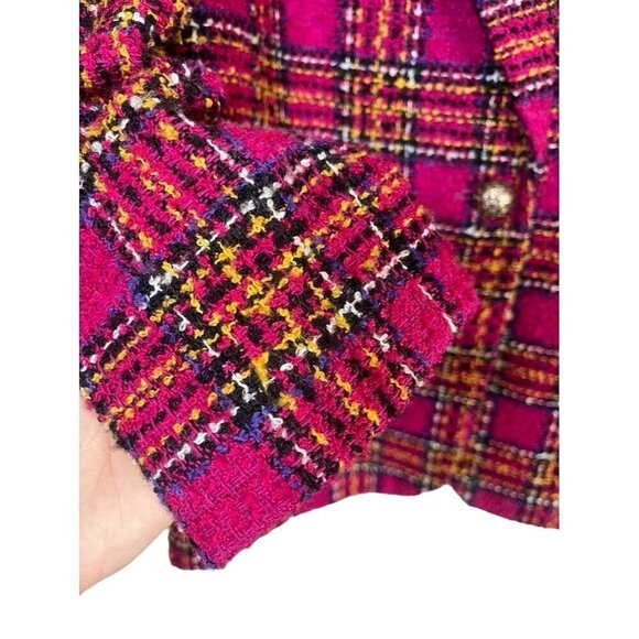 Jennifer Moore Blazer Women 6 Pink Wool Plaid Academia Preppy Old Money Retro - Picture 3 of 16